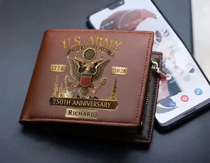 Personalized US Leather Wallet USA 250th Anniversary Men's Leather Wallet