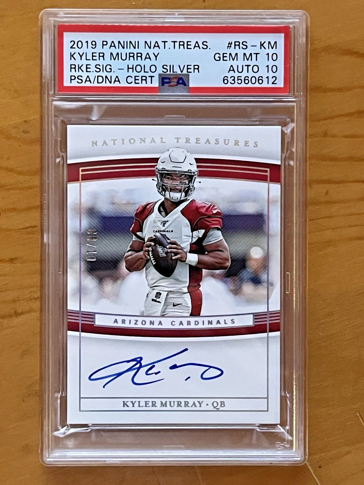 Kyler Murray Panini National Treasures Rookie Signatures #RSKM Holo Silver