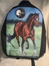 AWST International LILA Backpack Black BLUE Bay Galloping Horse GG691 FREE SHIP