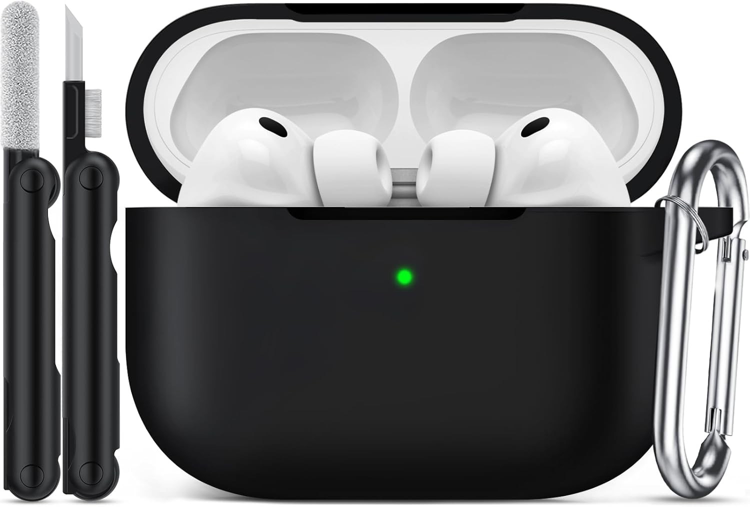 for AirPods Pro 3 Case (2025),Soft Silicone Protective Cover A-Black-image