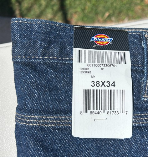 Dickies Mens Relaxed Fit 38x34 Heavyweight Denim Carpenter Jeans 1993 1999 NWT