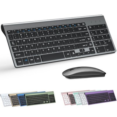 Ultra Slim Wireless Keyboard and Mouse Combo, Silent Compact Keyboard Mouse Set