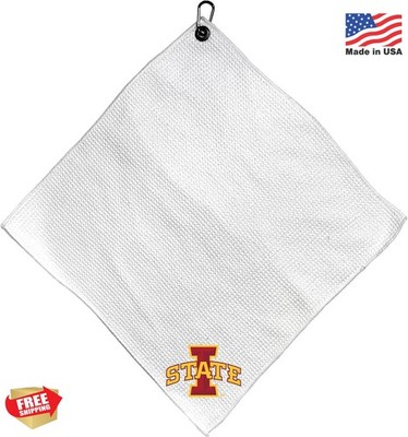 Team Golf NCAA Microfiber Towel 15x15 White with Carabiner