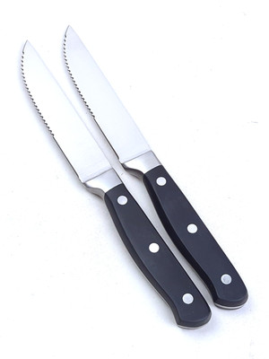 2pc AMAZON BASICS 4.5'' STEAK Knives, Stainless Steel Blade, Triple-Rivet Handle