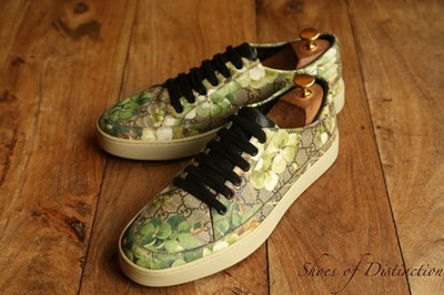 Gucci Ace GG Monogram Beige Leder Schuhe Turnschuhe Sneaker Herren UK 7,5 US 8,5