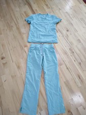 Figs Technical Collection 2 Piece Set Solid Light Green Pants  Scrub Top- SMALL