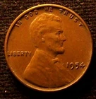 1954 Lincoln Wheat Penny   No Mint Mark
