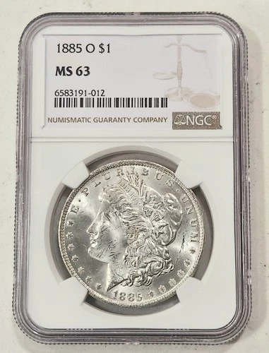 1885-O Morgan Dollar NGC MS63 ~ Bright White $1 US New Orleans Mint Silver Coin