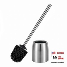 SUS304 Stainless Steel Toilet Brush and Holder Set Stain Nickle 12In Handle