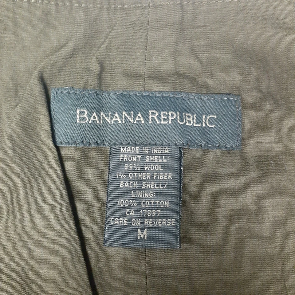 Chaleco Chaleco Vintage Banana Republic Para Hombre Mediano Lana Cuadros Marrón Verde Foto 4 de 4