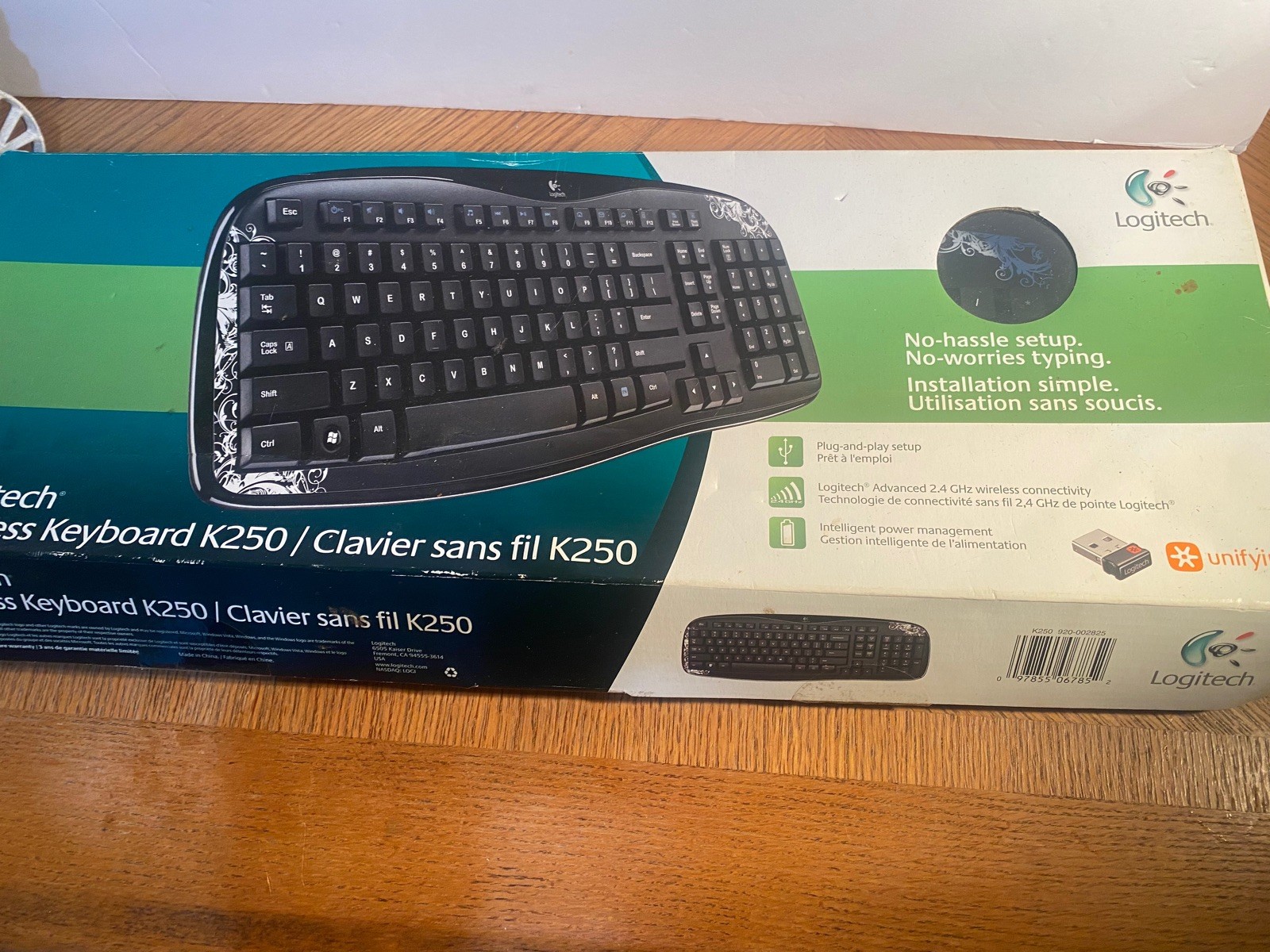 RARE Logitech K250 Dark Fleur Design Wireless Keyboard