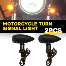 2x Smoked Lens Mini Bullet Turn Signal Amber Light For Motorcycle Cruiser Bobber
