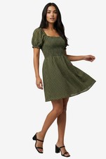 Socialite Puff Sleeve Smocked Mini Dress NWT Color Green MSRP $89.00