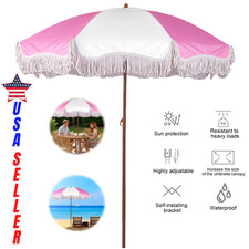 Beach Umbrella Patio Umbrellas Fringe Portable Outdoor Umbrella Sand Canopy 7ft