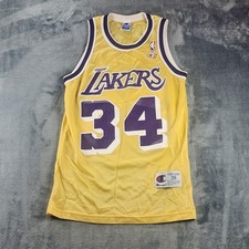 Vintage Los Angeles Lakers Jersey Mens 36 Yellow NBA Basketball O'Neal 34 90s