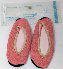Vintage Loung-eez Foam Stretch Cushion Sole Size 8 1/2 - 9 1/2 Slippers Socks