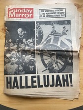 VINTAGE SUNDAY MIRROR WINSTON CHURCHILL FUNERAL 31/1/1965 No.96