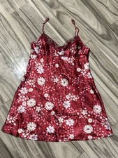 Victoria  s Secret PINK Vintage Red Slip Dress Nightgown Lace Trim Women XL EUC