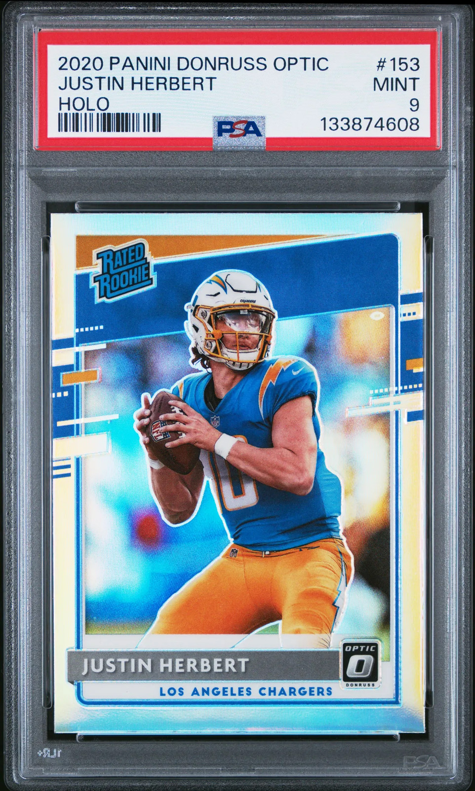 2020 Panini Donruss Optic Justin Herbert #153 PSA 9 Holo Rated Rookie Chargers
