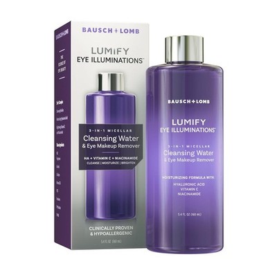 Bausch Lomb Lumify Eye Illuminations Cleansing Water & Makeup Remover. 5.4 Fl Oz