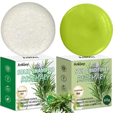 2 Pack Rosemary Oil Shampoo Bar and Conditioner Set–Natural Hair Bar Soap & for 