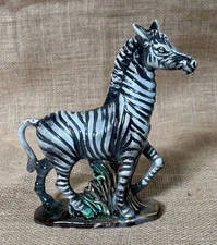 Vintage Zebra Figure Small Statue Gray White African Animal Mid Century Modern