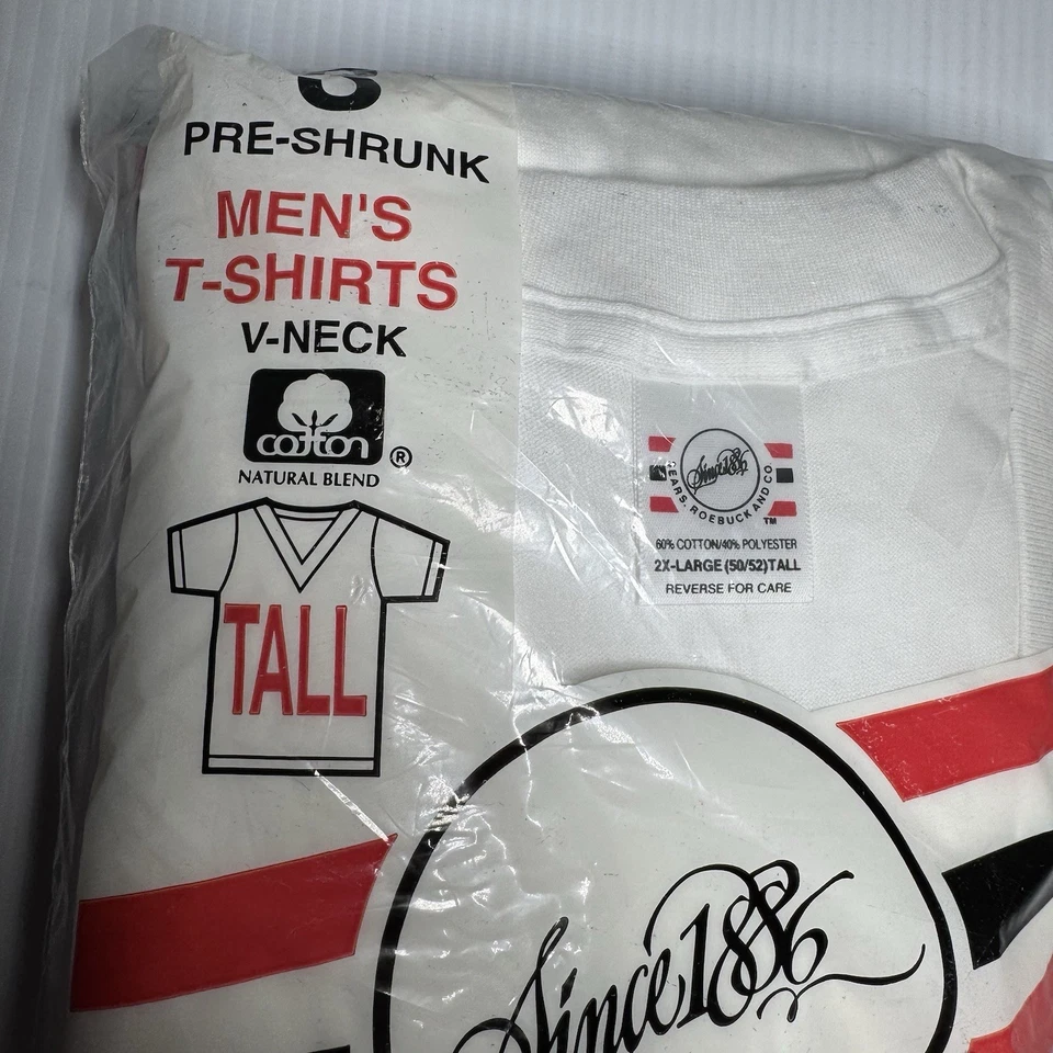 Camiseta SEARS Roebuck And Co cuello en V para hombre 2XL (50-52) ALTA EE. UU. DE COLECCIÓN algodón Foto 3 de 4