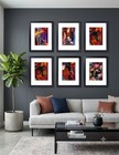 Set of 6 Framed Matted Watercolor and Pastel Paintings Abstract Gallery Wall Art
