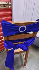 18 Satin Chair Cover Sash Bows Flexman 60 blue  for Chair  decoration party