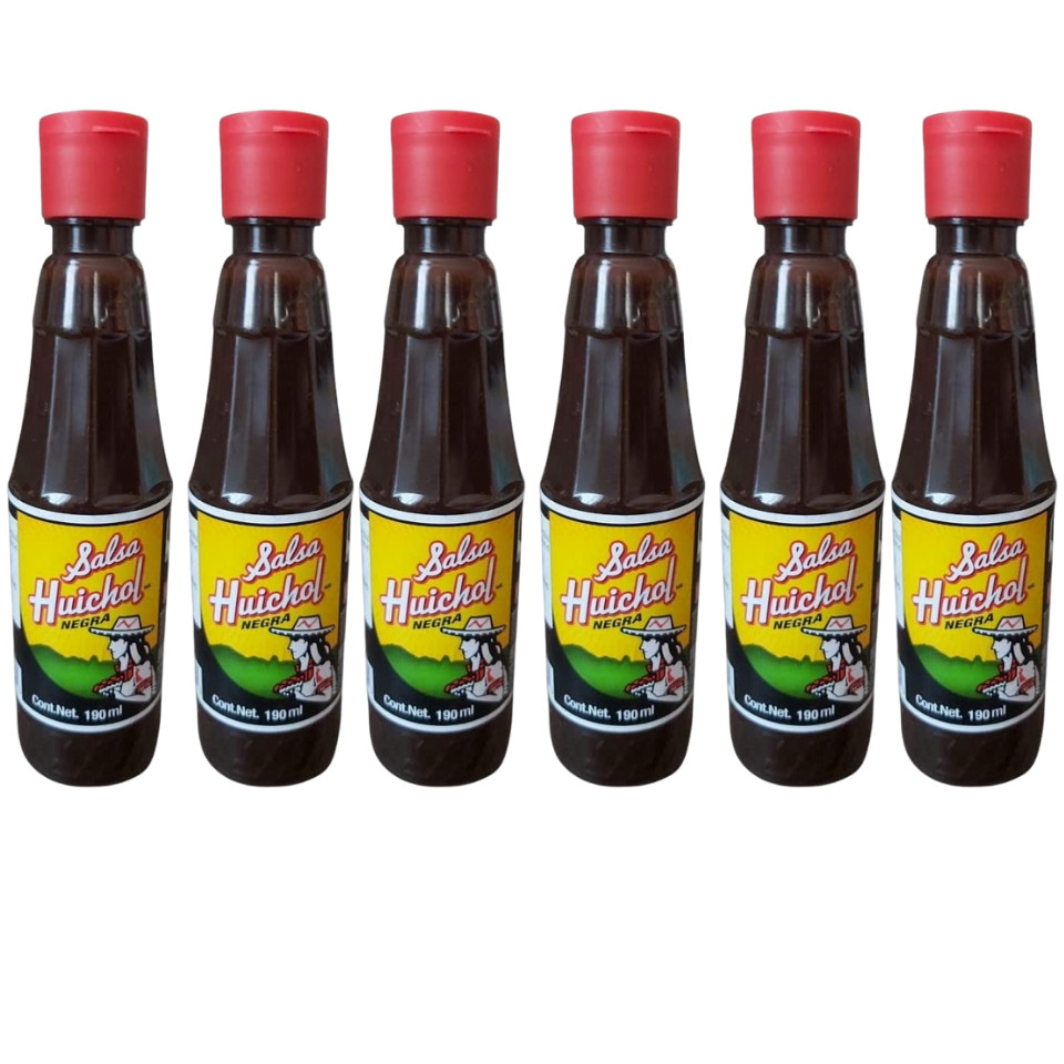 Salsa Huichol Negra Salsa Picante Huichol Negro 6.5 OZ Paquete de 12 Salsas Picantes Mexicanas