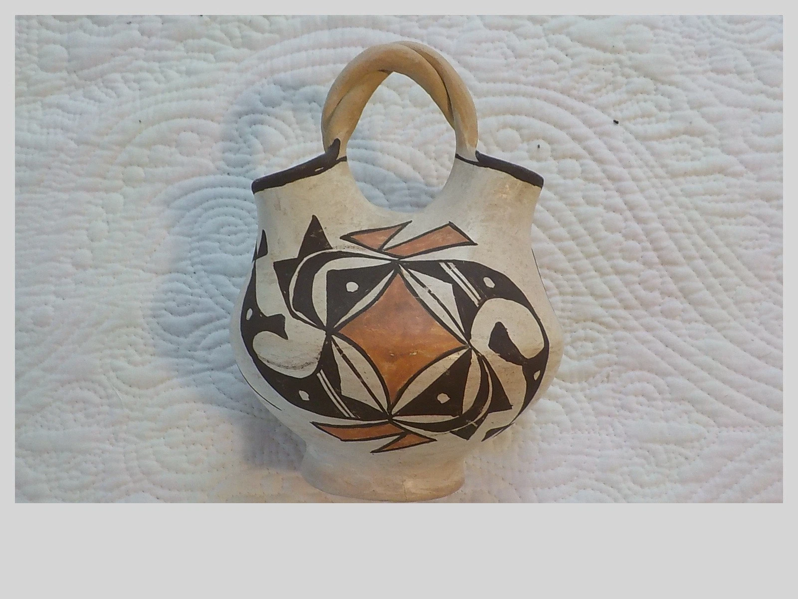 vintage Acoma Pueblo Pottery wedding vase 7"