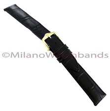 16mm Hirsch Duke Alligator Grain Genuine Leather Matte Black Watch Band