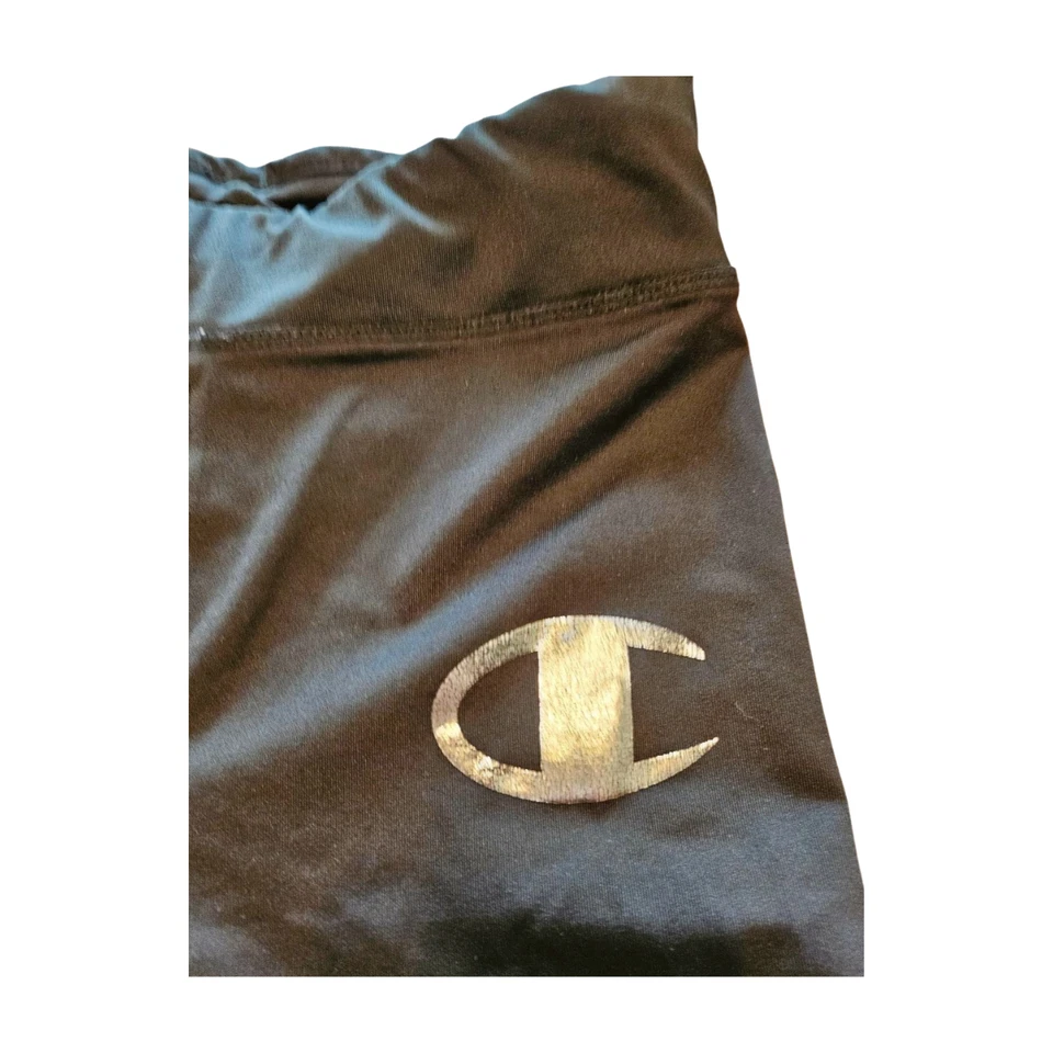 LEGGINGS Champion NIÑAS (14/16 XL) NEGROS Largo Completo PIERNA RECTA LOGOTIPO Plateado Foto 4 de 4