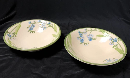 Vintage Lot of 2 Franciscan Forget Me Not Coupe Cereal Bowl 7" Retired Pair