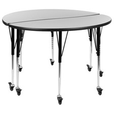Flash Set/2 Activity Tables, 48"D 30H , Grey - XU-GRP-A48-HCIRC-GY-T-A-CAS-GG