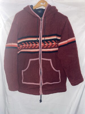 Yak Nepalesische Jacke Damen Größe 16 Handgestrickt Reine Schurwolle Pixie Nepal Style ''