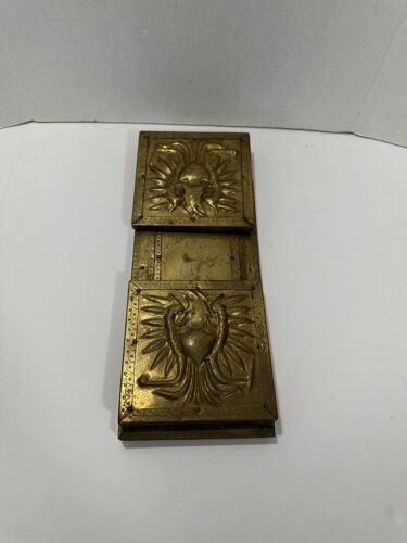 Victorian tooled brass wood expandable collapsable shelf bookend Ornate Antique - Picture 1 of 13