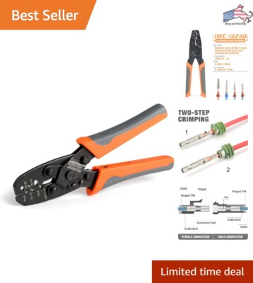 Stamped Terminal Crimping Tool - Crimps Open Barrel Contacts - Ergonomic Grip