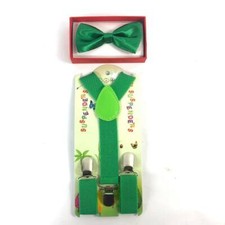 Royal Green Suspender  Bowtie - Children Toddler Baby Elastic Combo Set