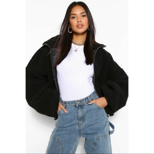 cropped teddy bomber