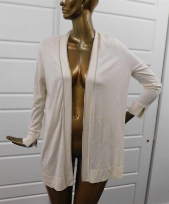 Neiman Marcus Cashmere Silk Wool Ivory Open Cardigan Sweater sz L