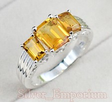 November Birthstone Natural Citrine Gemstone 925 Solid Silver Wedding Women Ring