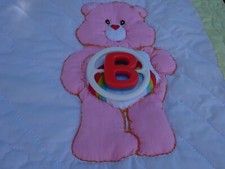 Handmade Care Bears Baby Quilt Or Wall Hanging 37  X 48  w Turtle  Rattles