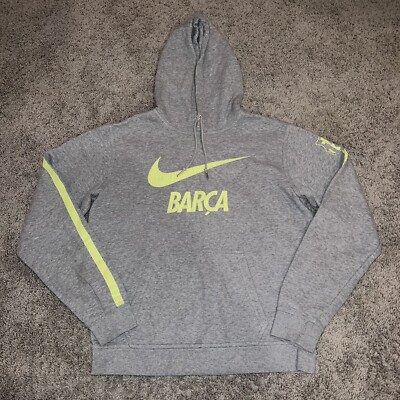 Nike Core Barcelona Pullover Hoodie Mens Medium Gray Neon Barca FCB