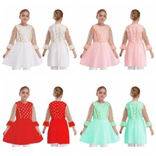 Kids Girls Ball Gown Performance Dresses Wedding Dress Long Sleeve Sundress