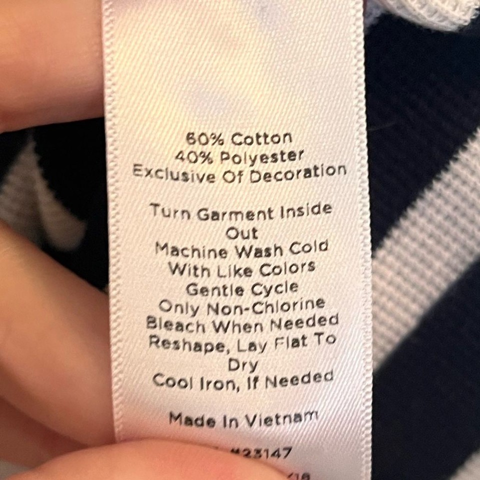 Talbots top tee women’s Large navy white stripes nautical shirt comfort