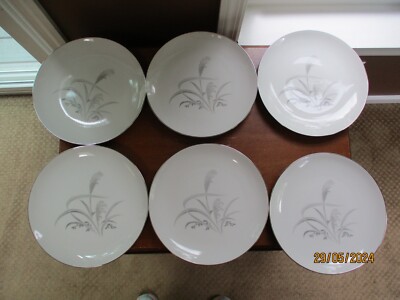 6 - MCM Wentworth China SILVER WHEAT Dinner Plates 10''