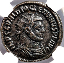 Diocletian Roman Empire AD 284-305 NGC AU Aurelianianus Soldier Spear Victory