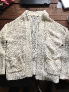 white cream cardigan