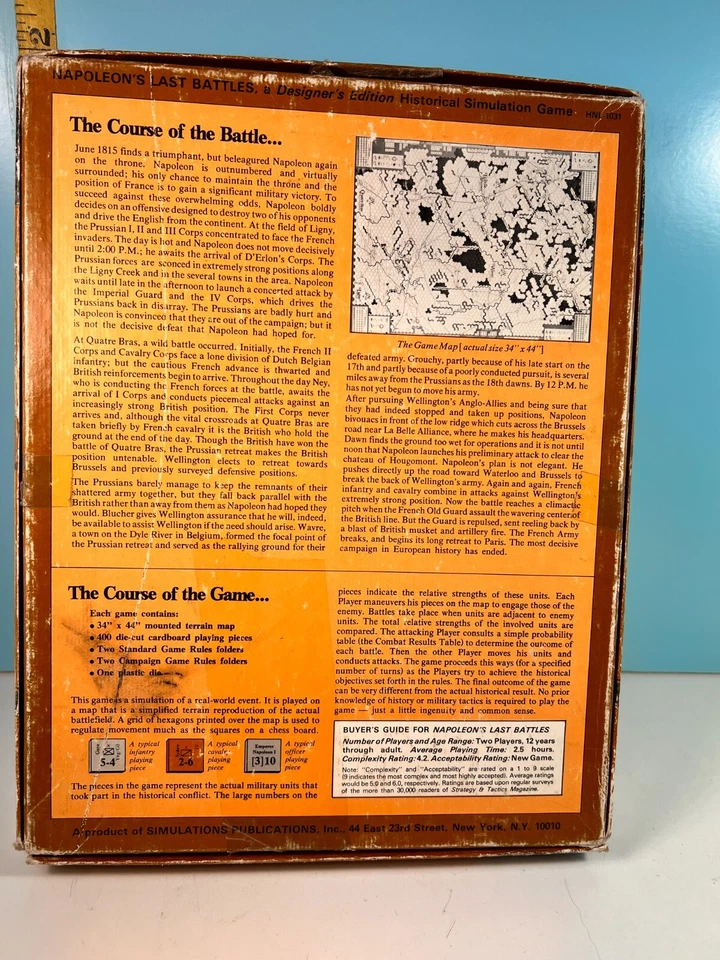 Napoleon's Last Battles Designer Ed. Waterloo Campaign SPI (incomplete) - Image 4 of 4